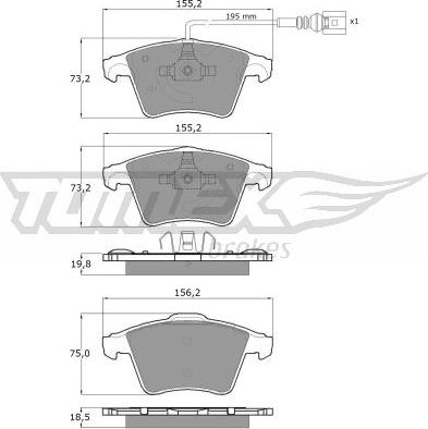 TOMEX brakes TX 13-93 - Тормозные колодки, дисковые, комплект www.autospares.lv