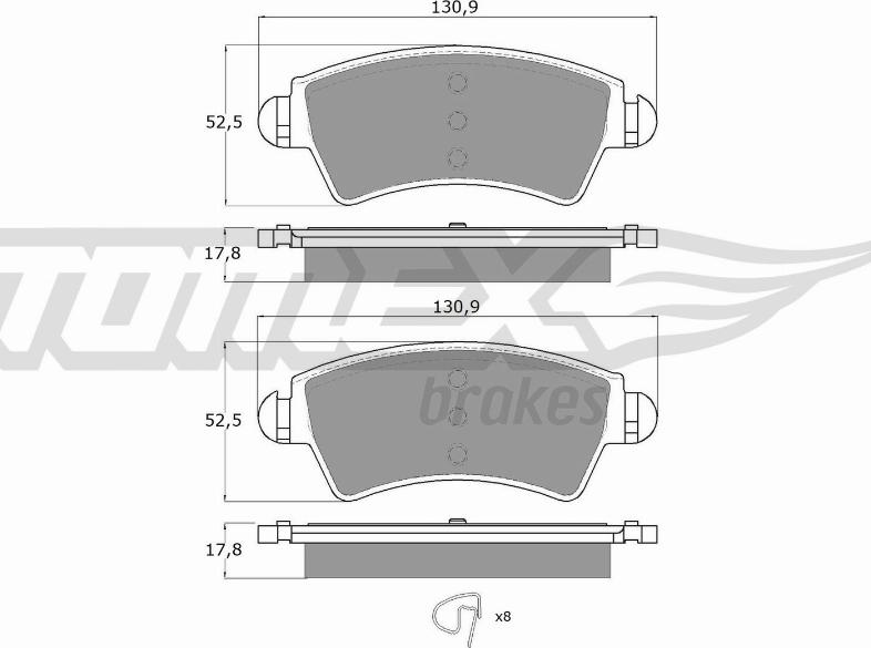 TOMEX brakes TX 13-44 - Bremžu uzliku kompl., Disku bremzes www.autospares.lv