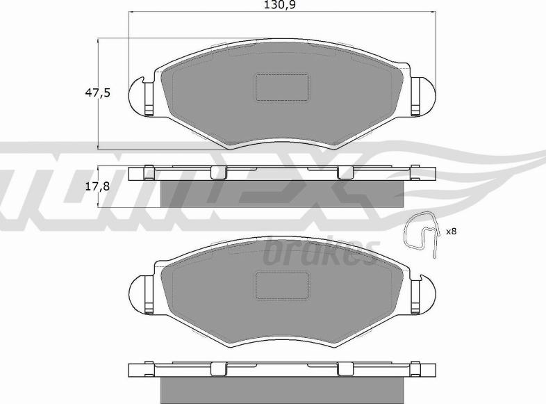 TOMEX brakes TX 13-43 - Bremžu uzliku kompl., Disku bremzes autospares.lv