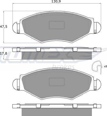 TOMEX brakes TX 13-43 - Bremžu uzliku kompl., Disku bremzes www.autospares.lv