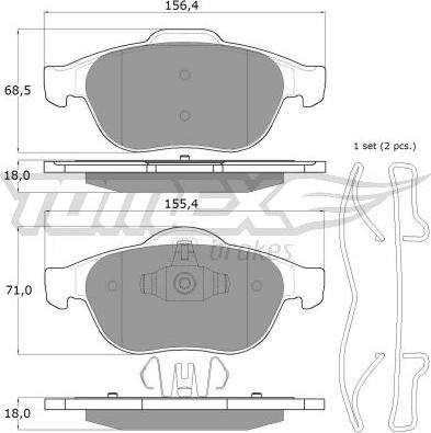 TOMEX brakes TX 13-50 - Bremžu uzliku kompl., Disku bremzes www.autospares.lv