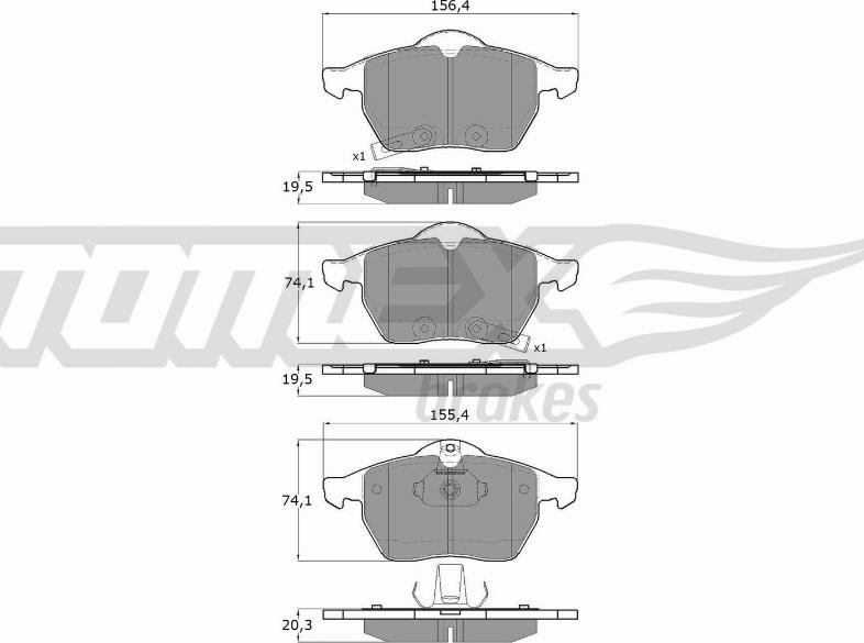 TOMEX brakes TX 13-57 - Тормозные колодки, дисковые, комплект www.autospares.lv