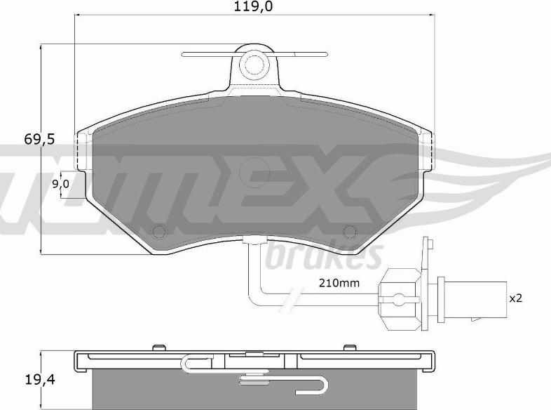 TOMEX brakes TX 13-121 - Тормозные колодки, дисковые, комплект www.autospares.lv