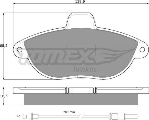 TOMEX brakes TX 13-35 - Bremžu uzliku kompl., Disku bremzes www.autospares.lv