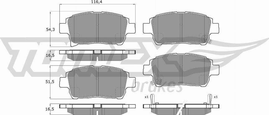 TOMEX brakes TX 13-76 - Тормозные колодки, дисковые, комплект www.autospares.lv