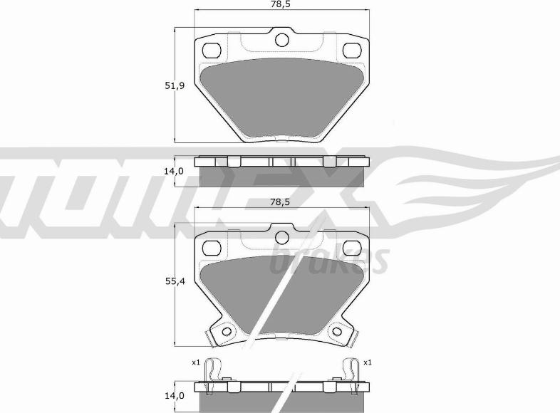 TOMEX brakes TX 13-77 - Bremžu uzliku kompl., Disku bremzes autospares.lv