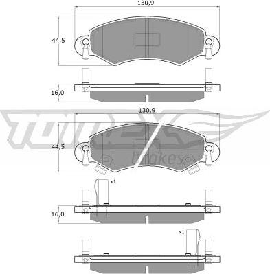 TOMEX brakes TX 12-96 - Тормозные колодки, дисковые, комплект www.autospares.lv