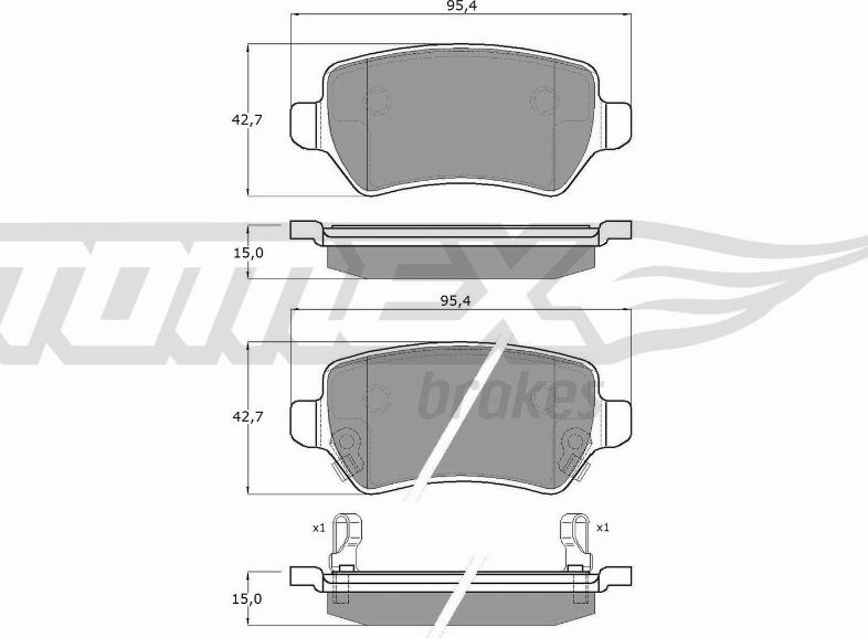 TOMEX brakes TX 12-97 - Тормозные колодки, дисковые, комплект www.autospares.lv