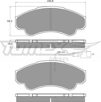 TOMEX brakes TX 12-47 - Bremžu uzliku kompl., Disku bremzes www.autospares.lv