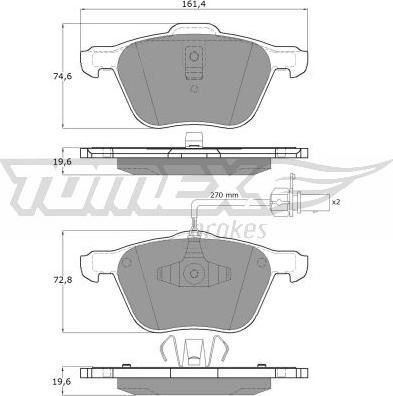 TOMEX brakes TX 12-56 - Bremžu uzliku kompl., Disku bremzes www.autospares.lv