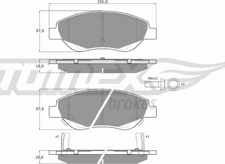 TOMEX brakes TX 12-501 - Bremžu uzliku kompl., Disku bremzes www.autospares.lv