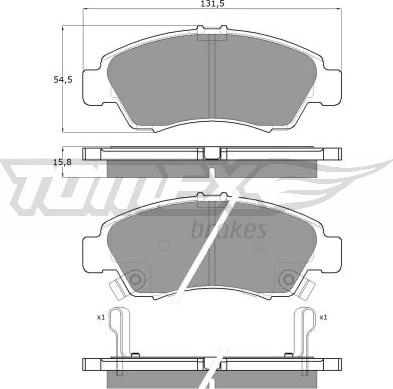 TOMEX brakes TX 12-65 - Тормозные колодки, дисковые, комплект www.autospares.lv