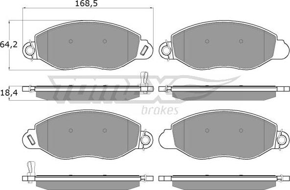 TOMEX brakes TX 12-61 - Bremžu uzliku kompl., Disku bremzes www.autospares.lv