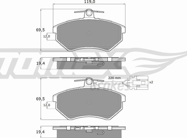 TOMEX brakes TX 12-04 - Brake Pad Set, disc brake www.autospares.lv