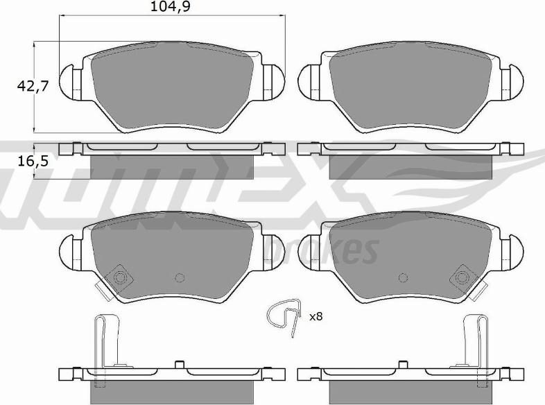 TOMEX brakes TX 12-14 - Bremžu uzliku kompl., Disku bremzes www.autospares.lv