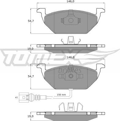 TOMEX brakes TX 12-11 - Bremžu uzliku kompl., Disku bremzes www.autospares.lv