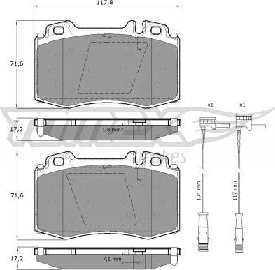 TOMEX brakes TX 12-811 - Bremžu uzliku kompl., Disku bremzes www.autospares.lv