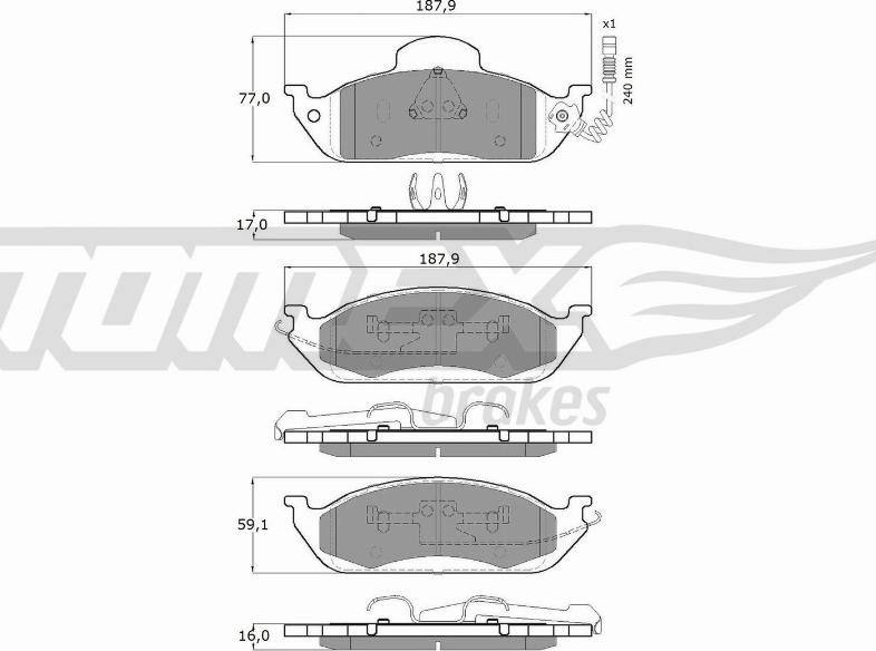 TOMEX brakes TX 12-83 - Bremžu uzliku kompl., Disku bremzes www.autospares.lv