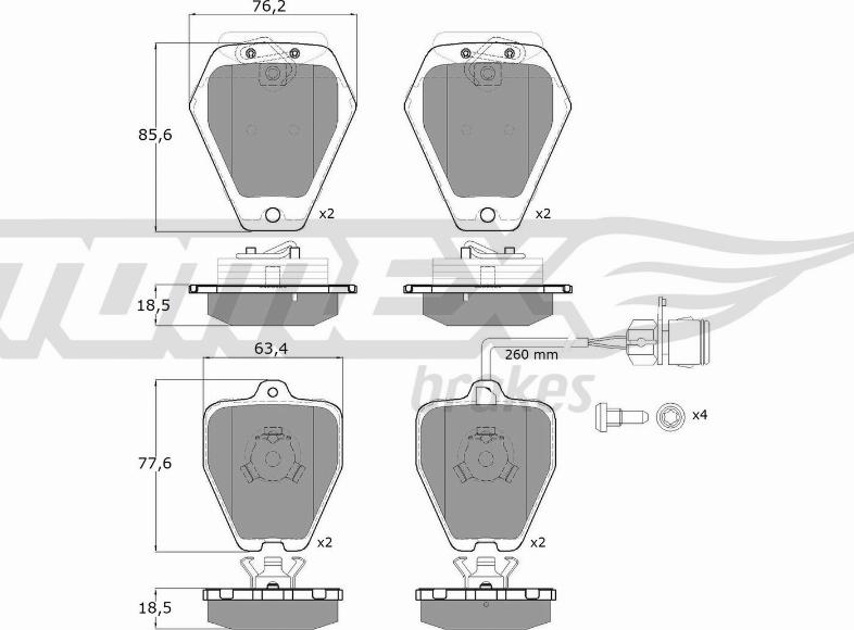 TOMEX brakes TX 12-26 - Тормозные колодки, дисковые, комплект www.autospares.lv