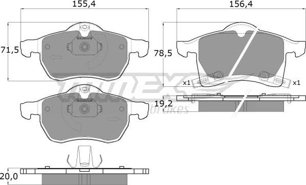 TOMEX brakes TX 12-22 - Bremžu uzliku kompl., Disku bremzes www.autospares.lv