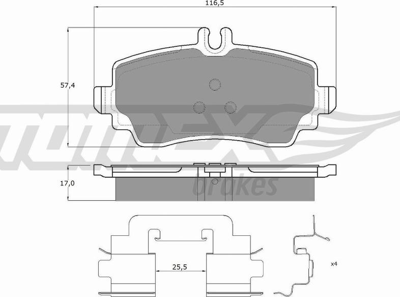 TOMEX brakes TX 12-76 - Bremžu uzliku kompl., Disku bremzes autospares.lv