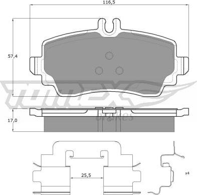 TOMEX brakes TX 12-76 - Bremžu uzliku kompl., Disku bremzes www.autospares.lv