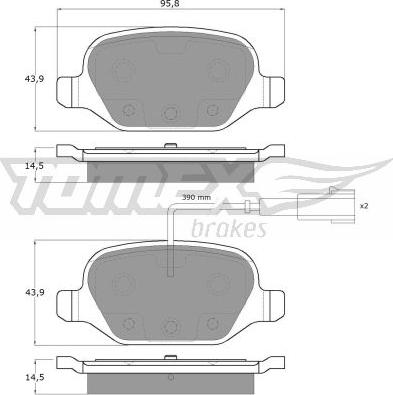 TOMEX brakes TX 12-702 - Bremžu uzliku kompl., Disku bremzes www.autospares.lv