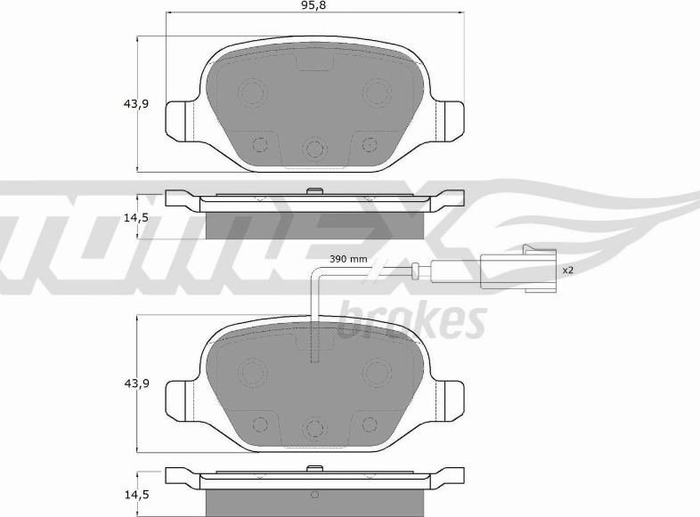 TOMEX brakes TX 12-702 - Bremžu uzliku kompl., Disku bremzes www.autospares.lv