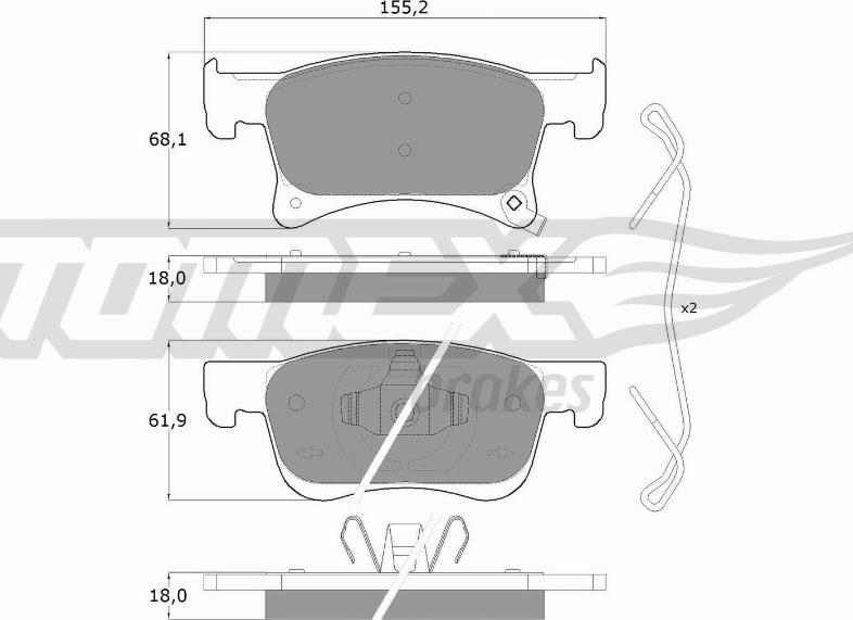 TOMEX brakes TX 17-93 - Bremžu uzliku kompl., Disku bremzes www.autospares.lv