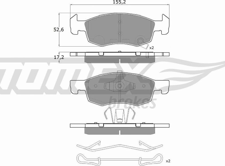 TOMEX brakes TX 17-92 - Bremžu uzliku kompl., Disku bremzes www.autospares.lv