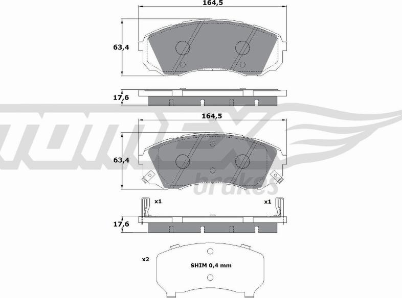 TOMEX brakes TX 17-49 - Bremžu uzliku kompl., Disku bremzes www.autospares.lv