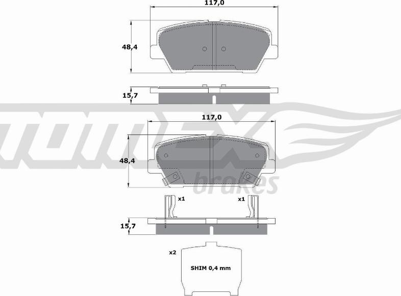 TOMEX brakes TX 17-45 - Bremžu uzliku kompl., Disku bremzes www.autospares.lv