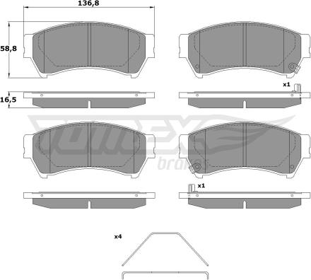 TOMEX brakes TX 17-40 - Bremžu uzliku kompl., Disku bremzes www.autospares.lv