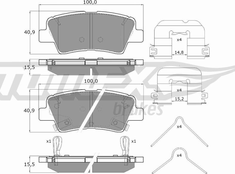 TOMEX brakes TX 17-481 - Bremžu uzliku kompl., Disku bremzes www.autospares.lv