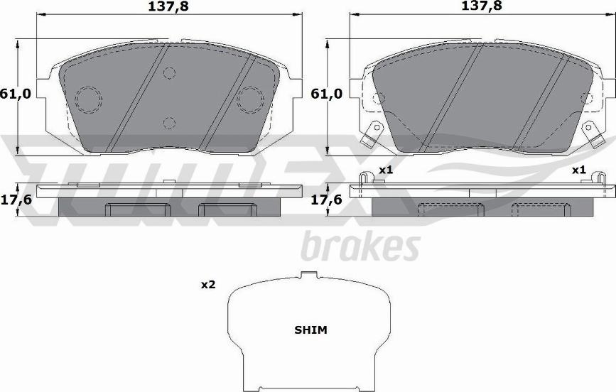 TOMEX brakes TX 17-47 - Тормозные колодки, дисковые, комплект www.autospares.lv