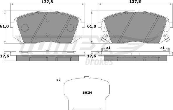 TOMEX brakes TX 17-47 - Bremžu uzliku kompl., Disku bremzes www.autospares.lv