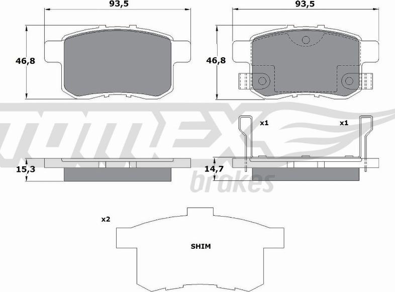 TOMEX brakes TX 17-54 - Тормозные колодки, дисковые, комплект www.autospares.lv