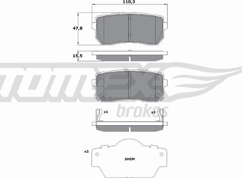TOMEX brakes TX 17-50 - Bremžu uzliku kompl., Disku bremzes www.autospares.lv