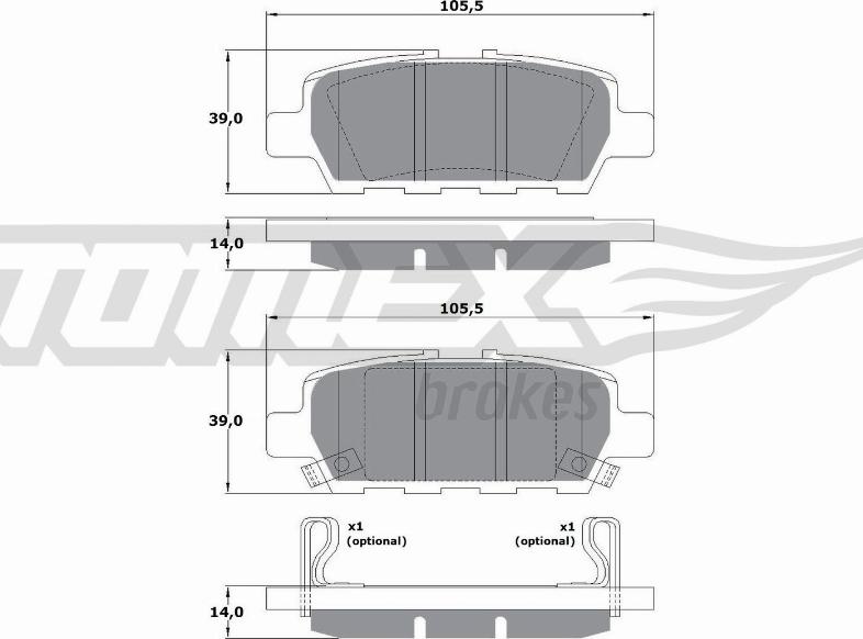 TOMEX brakes TX 17-57 - Bremžu uzliku kompl., Disku bremzes autospares.lv