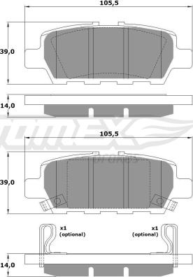 TOMEX brakes TX 17-57 - Bremžu uzliku kompl., Disku bremzes www.autospares.lv