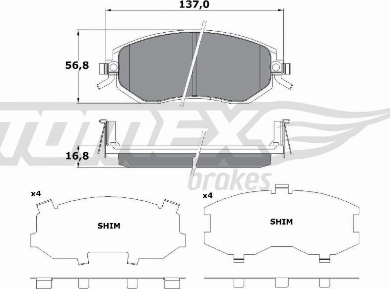 TOMEX brakes TX 17-65 - Bremžu uzliku kompl., Disku bremzes autospares.lv