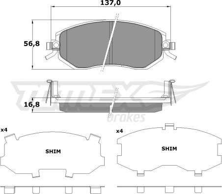 TOMEX brakes TX 17-65 - Bremžu uzliku kompl., Disku bremzes autospares.lv