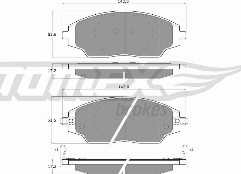 TOMEX brakes TX 17-00 - Bremžu uzliku kompl., Disku bremzes autospares.lv