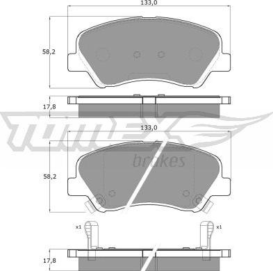 TOMEX brakes TX 17-85 - Brake Pad Set, disc brake www.autospares.lv