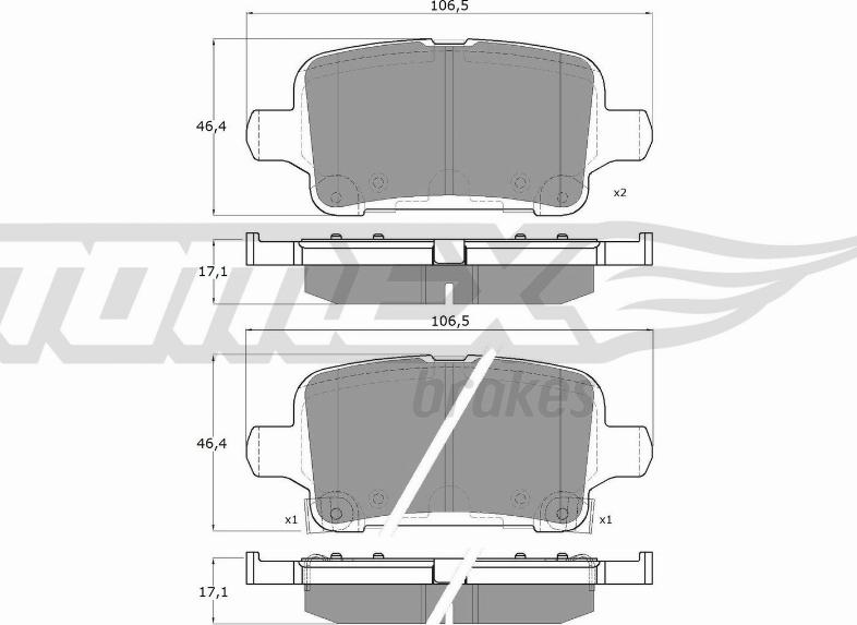 TOMEX brakes TX 17-88 - Bremžu uzliku kompl., Disku bremzes www.autospares.lv