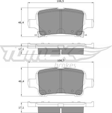 TOMEX brakes TX 17-88 - Bremžu uzliku kompl., Disku bremzes autospares.lv