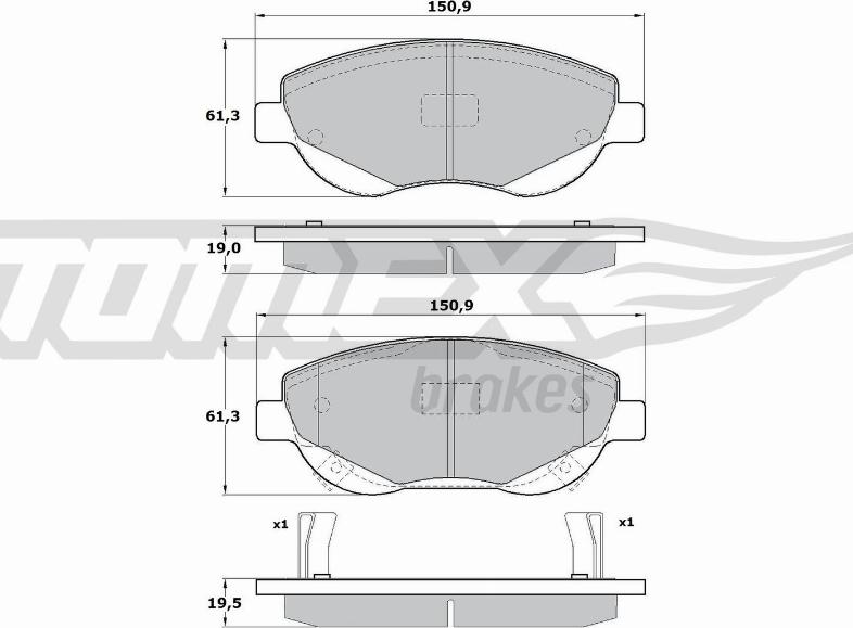 TOMEX brakes TX 17-20 - Bremžu uzliku kompl., Disku bremzes www.autospares.lv