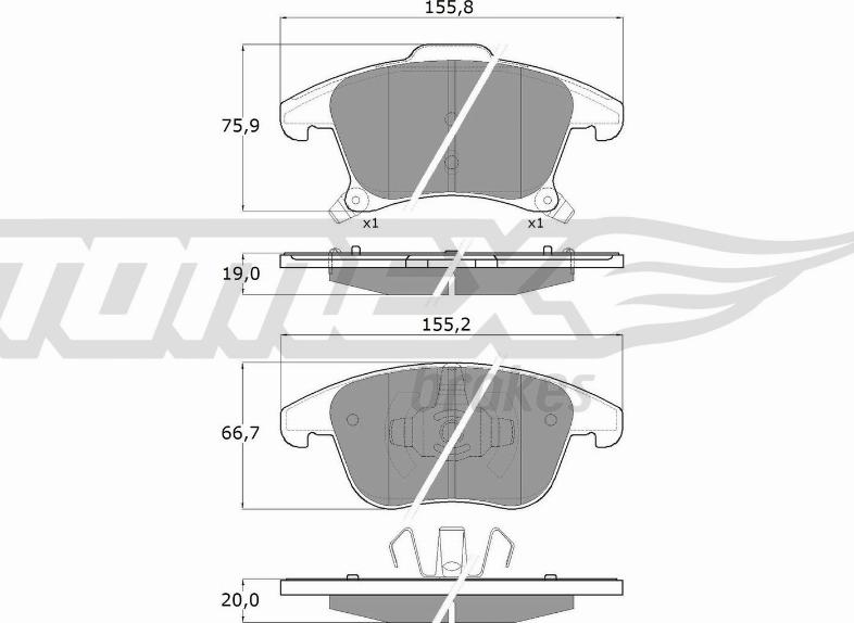 TOMEX brakes TX 17-75 - Bremžu uzliku kompl., Disku bremzes www.autospares.lv