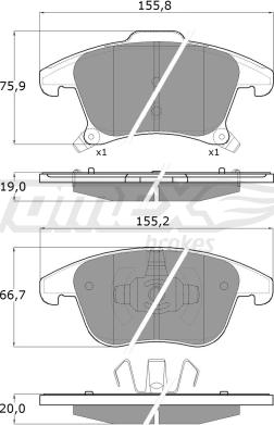 TOMEX brakes TX 17-75 - Bremžu uzliku kompl., Disku bremzes www.autospares.lv