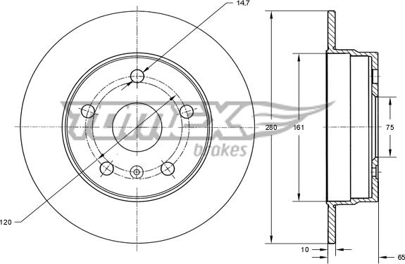 TOMEX brakes TX 74-00 - Bremžu diski www.autospares.lv